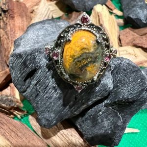 🛍🛍ruby, jasper sterling silver ring